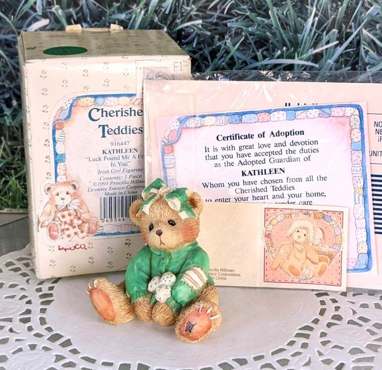 Cherished Teddies 'Kathleen' Figurine with Adoption Certificate – As New