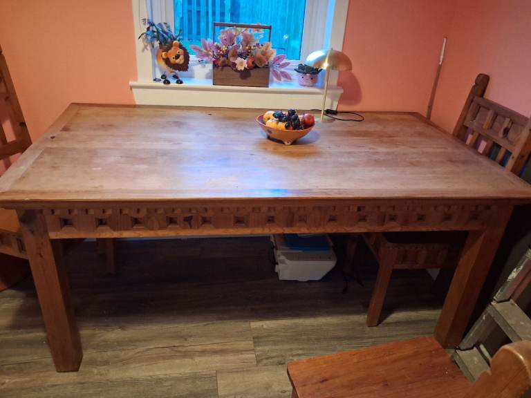 Oak dining table and  chairs 