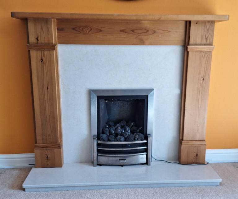 Fireplace Surround (Wooden with marble inset & hearth)