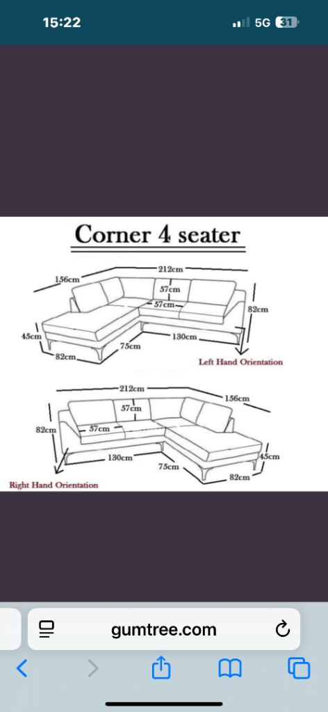Grey Corner Sofa for 4 only 1 Week Old New Condition 