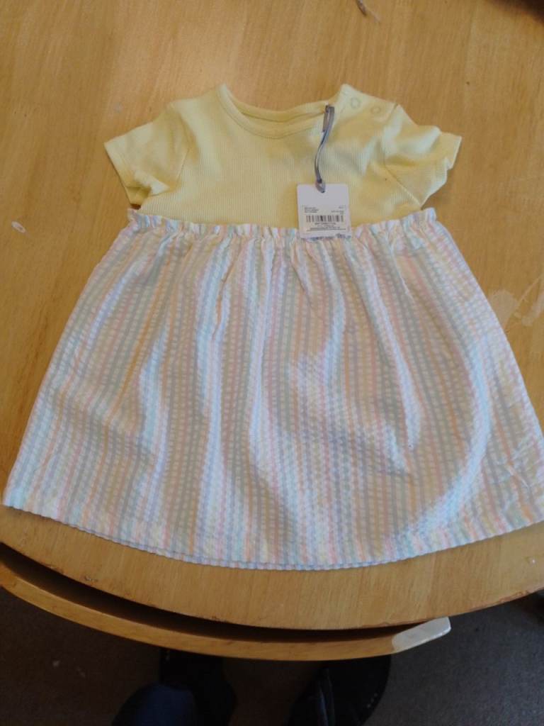Sainsbury's Tu Baby Girls Dress - Yellow & Striped, New with Tags
