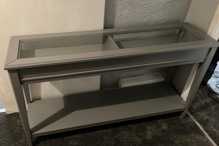 IKEA LIATORP Console Table – Grey with Glass Top