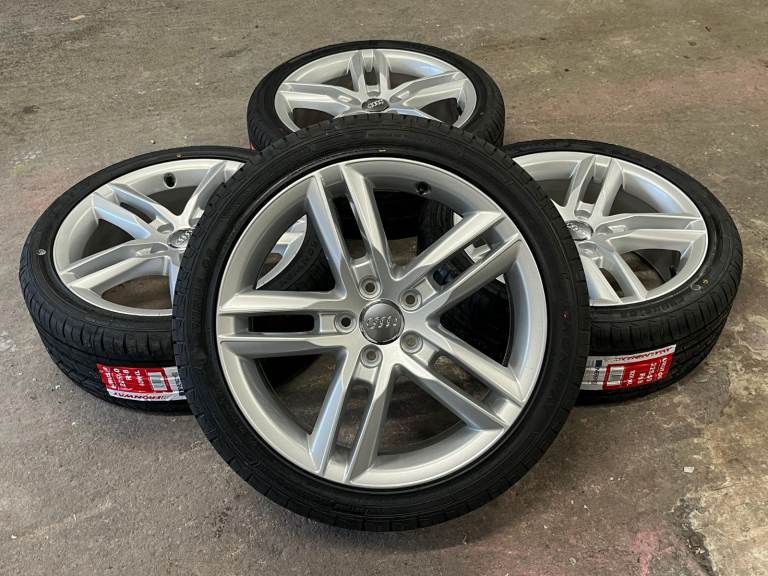 *Refurbished* Genuine Audi A3 Alloy Wheels & Brand New Tyres 5x112 Caddy/Golf 225/40R18 *P/X*