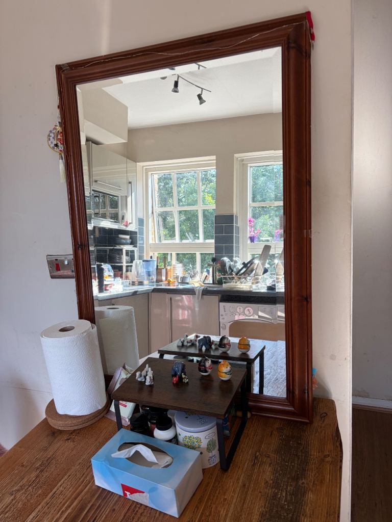 Large Wooden Framed Mirror – Good Condition