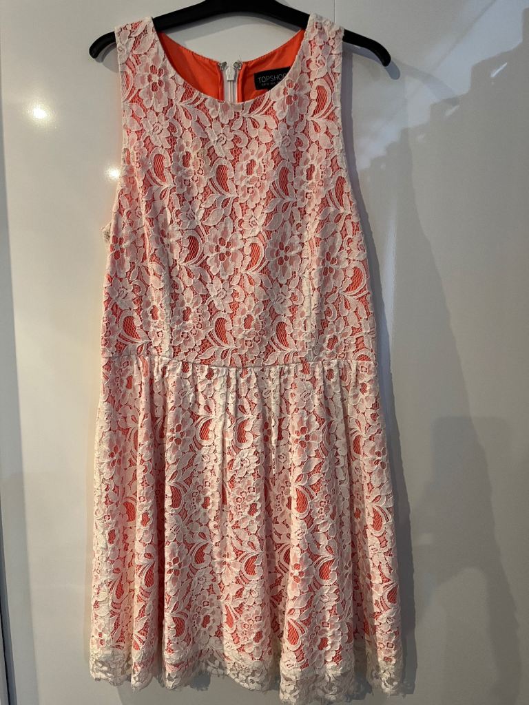  Peach With Cream Lace Overlay Size 10