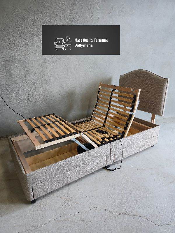 Beige Electric Reclining Bed With Drawers & Ortho Supreme Mattress 