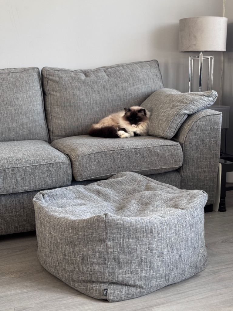 NEXT Dark Grey Bouclé Weave Large Pouffe