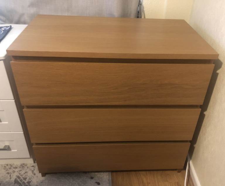 Three Drawer Chest of Drawers – Brown, Good Condition