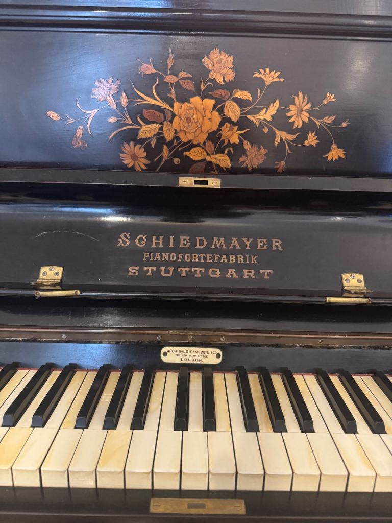 Vintage Schiedmayer Upright Piano – Decorative Candle Sconces
