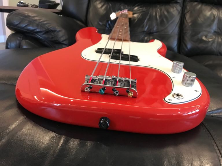 Fender Player Precision Bass Guitar®, Pau Ferro Fingerboard, Sonic Red, 2019, flats on!