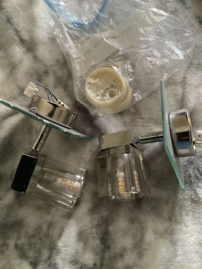 Wall lights , 2 x chrome ,glass and mirror 