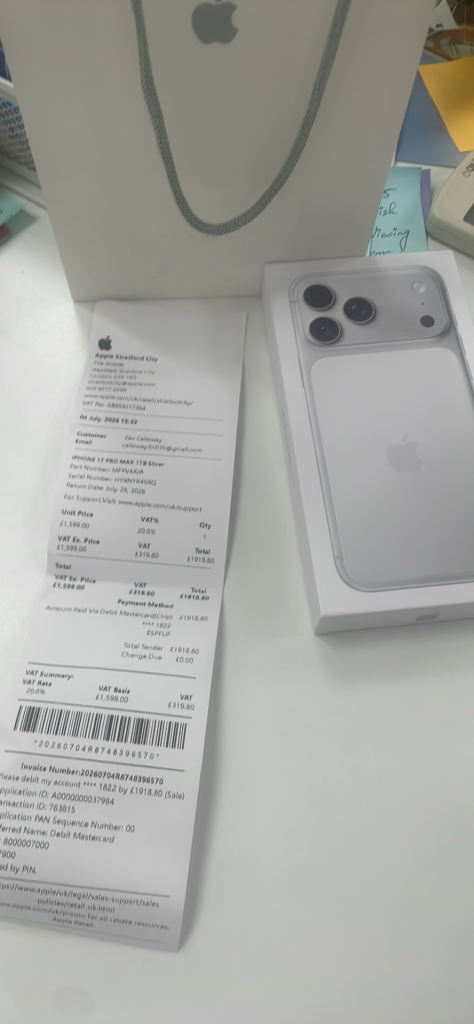 Apple iPhone 17 Pro Max 1TB Silver - Brand New & Sealed