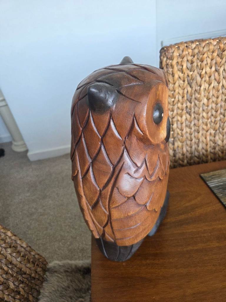 Wooden Owl Figurine – Hand Carved