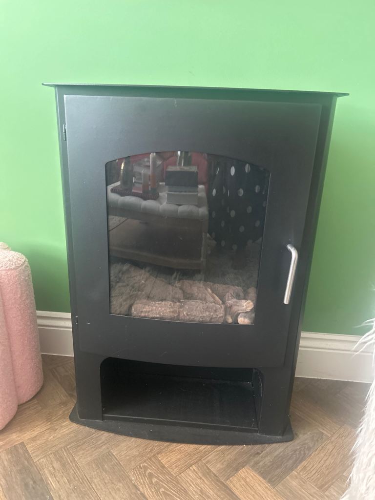 Black bioethanol Fireplace Heater with Log Effect