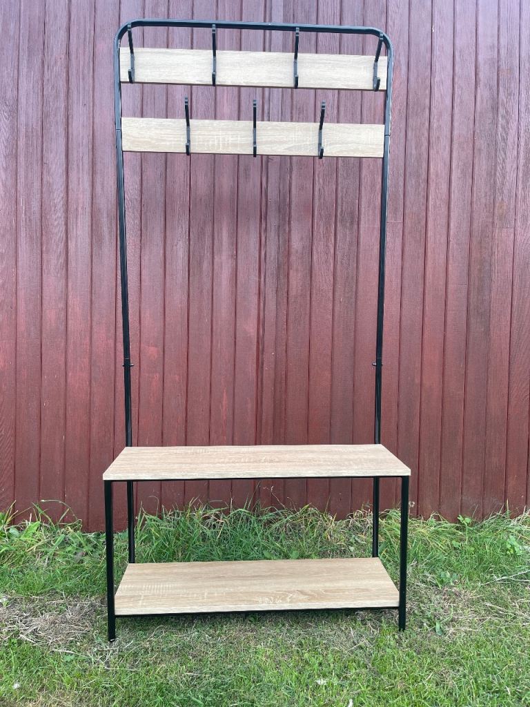 Hallway Coat Rack with Shoe Bench – Good Condition