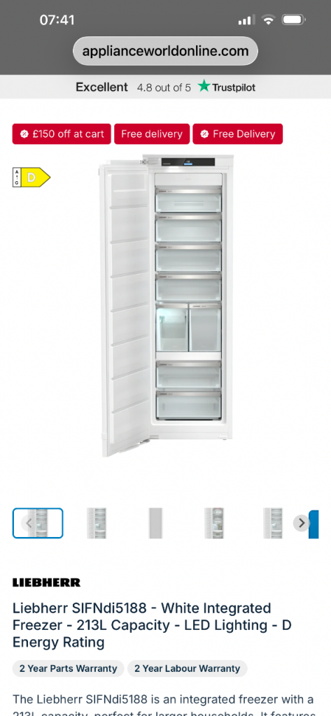 Leibherr Freezer integrated SIFNdi 5188-22 new in box