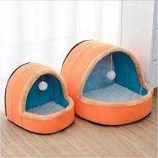 Pet Dog Cat Warm Soft Bed Pet Cushion Dog Kennel Cat Castle Foldable Puppy House with Toy Ball