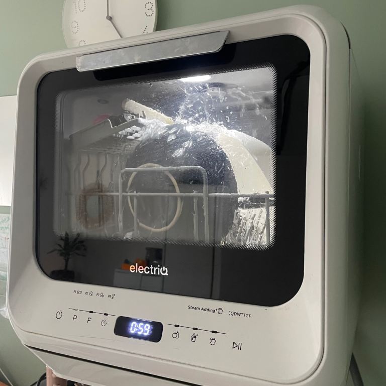 Electric Countertop Mini Dishwasher – White, Good Condition