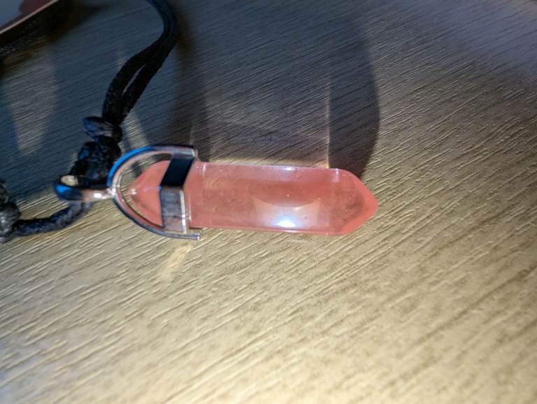 Cherry Quartz Point Pendant on Cotton Cord