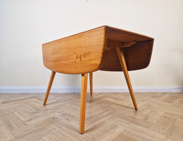 Ercol Vintage Mid Century Solid Blonde Elm Drop Leaf Dining Table BL763