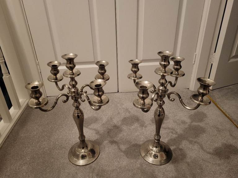 Pair of 5 Arm Silver Candelabra