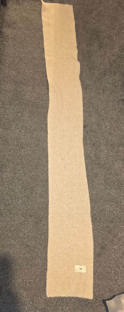 Women's Beige Cream Ribbed Knit Scarf Soft Long Rectangle Winter Wrap New