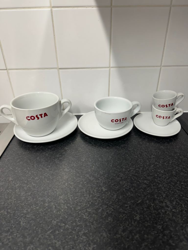 Costa Coffee Cups and Saucers Set – Good Condition