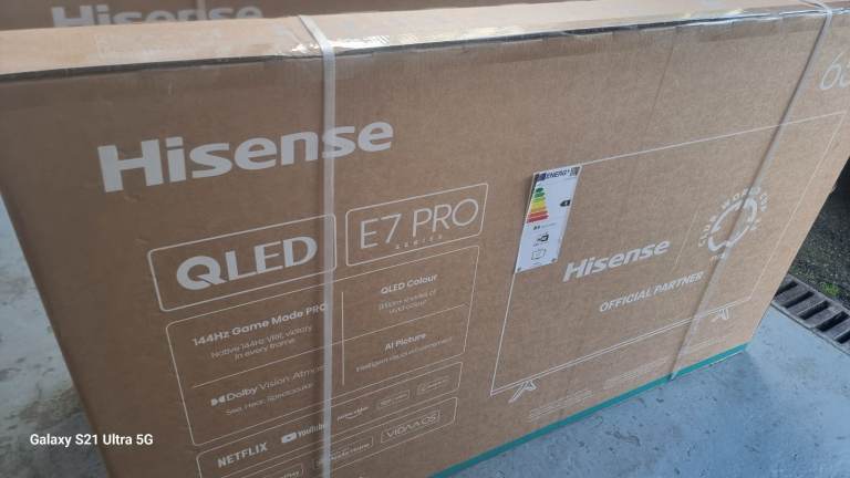 New sealed HISENSE E7Q PRO 65" QLED 4K HDR Smart TV with Freely - 65E7QTUK PRO
