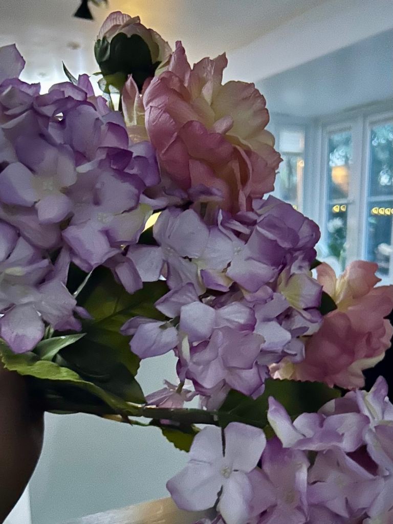 Artificial Hydrangea and Peony Flower Arrangement – As Good As New