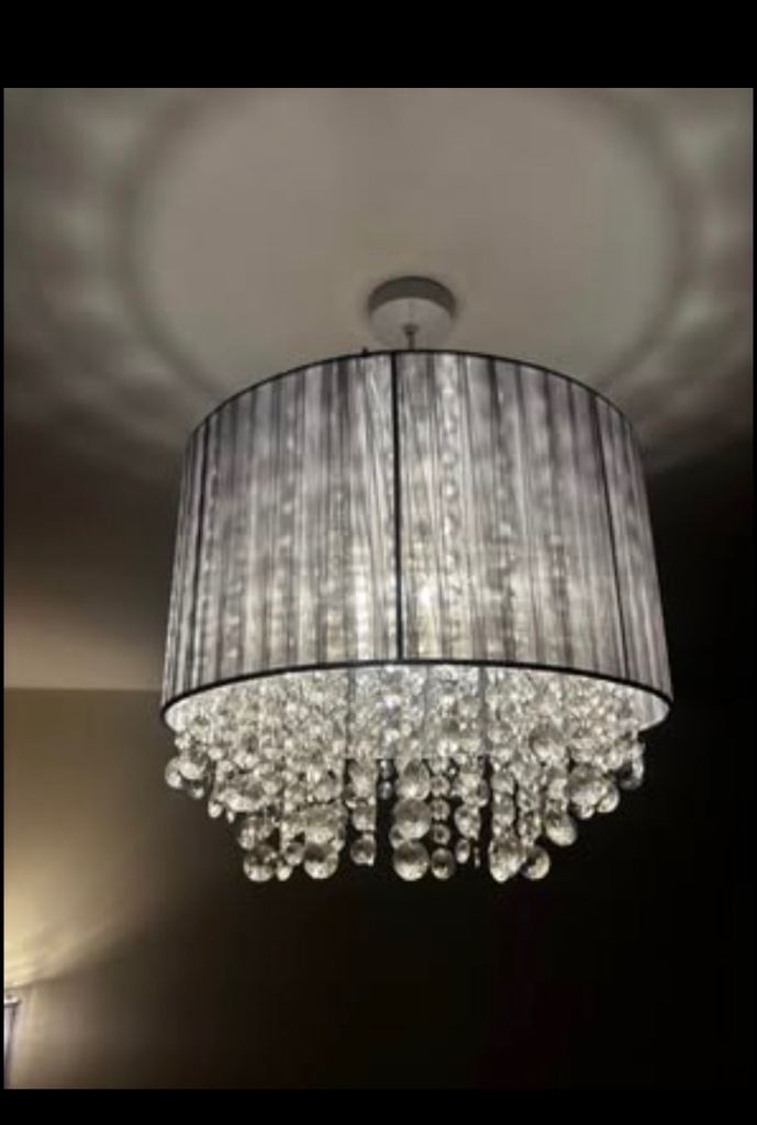 Light shade chandelier and floor lamp   Matching set