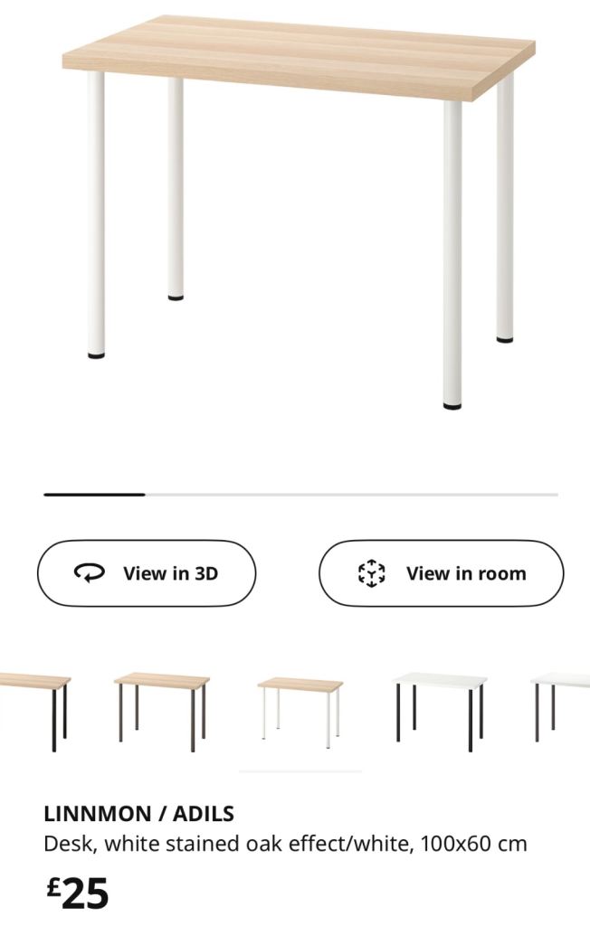 IKEA oak effect table desk top with white legs 