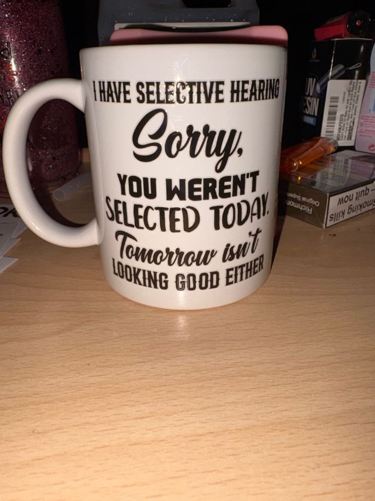 White Ceramic Mug with Funny Slogan 