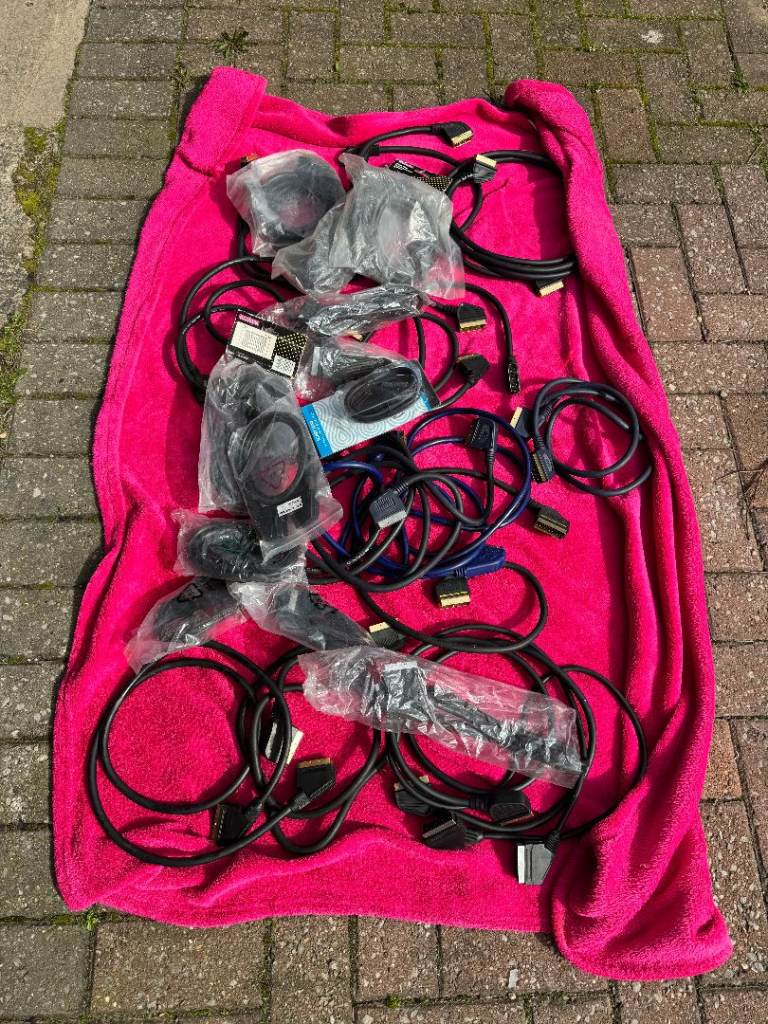 Scart lead leads cable cables bundle job lot