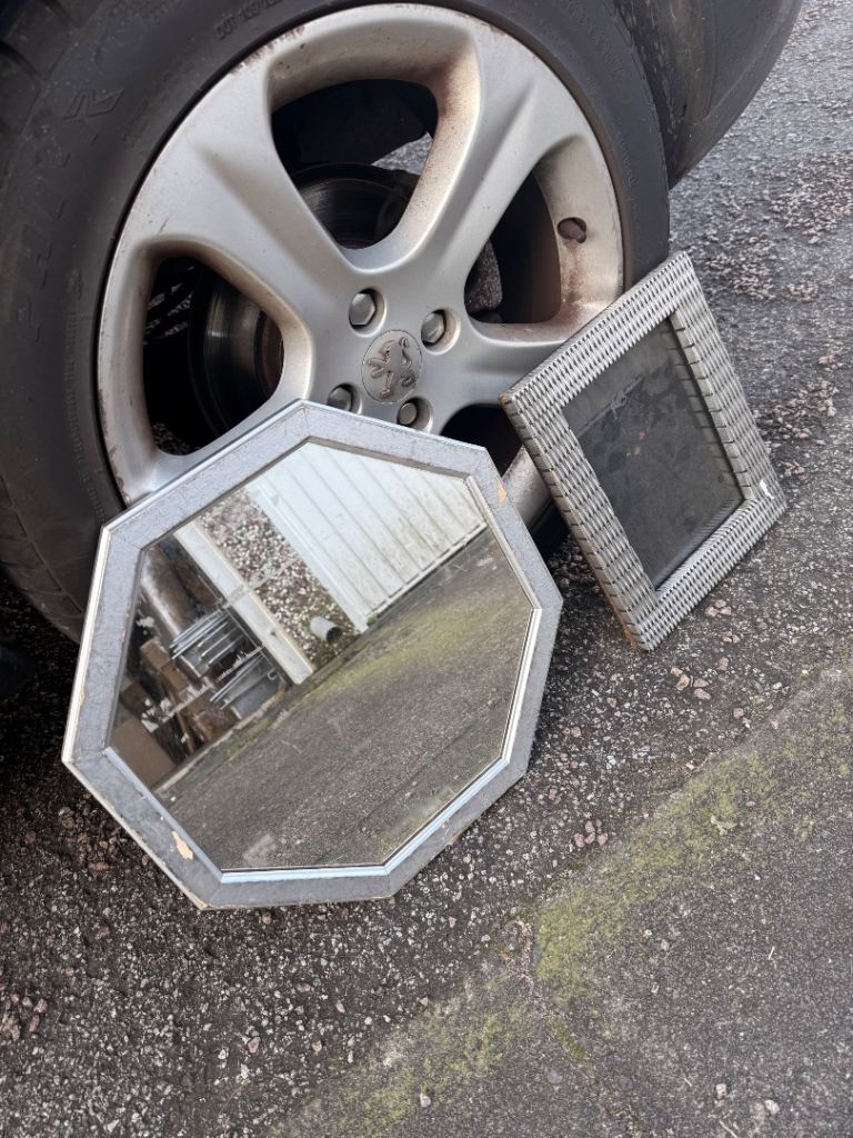 Silver plated metal framed mirror