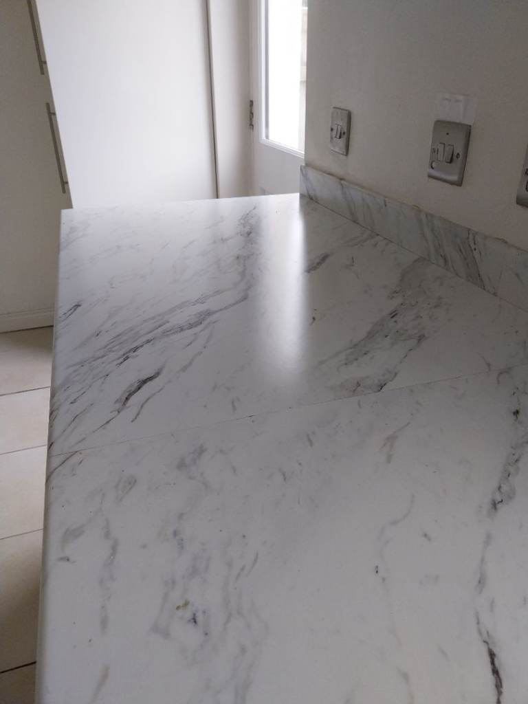 Kitchen white marble effect worktop