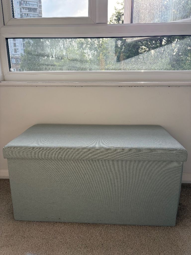 Dunelm Faux Linen Ottoman - Sage