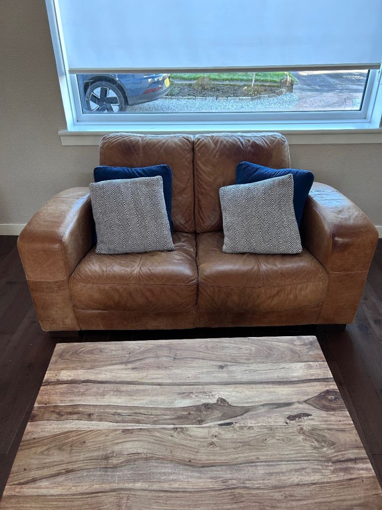 Tan Leather 2 seater sofa  plus free 3 seater sofa if wanted