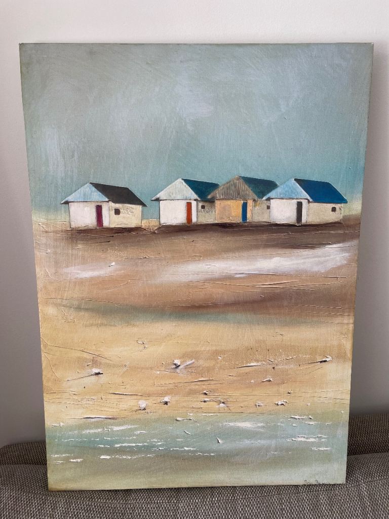 Large Canvas Jauneau Jean’s “Beach Cabins”