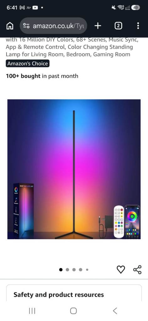 Modern Colour Changing Standing Floor Lamp with Remote