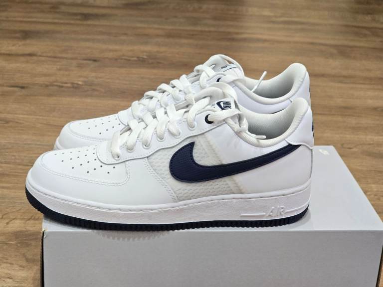 Nike Air Force 1 '07 LV8 - UK 7,  7.5- White/Navy Blue (IH4462-100) 🔥