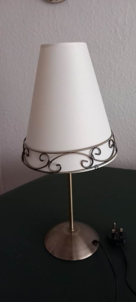 Brass Lamp with Ivory Shade. 20" approx high. 