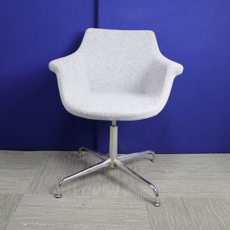 Grey Fabric Tub Chair with Chrome Legs SO-1070
