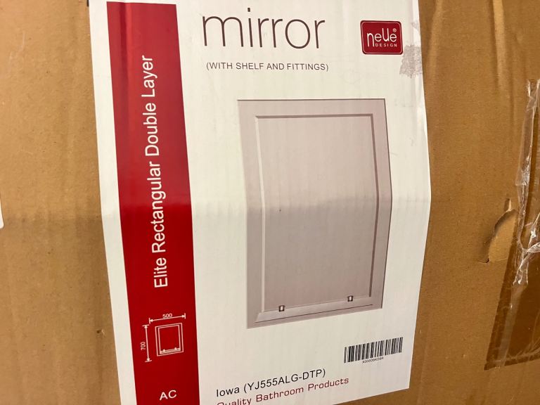 Bathroom Mirror with attached shelf