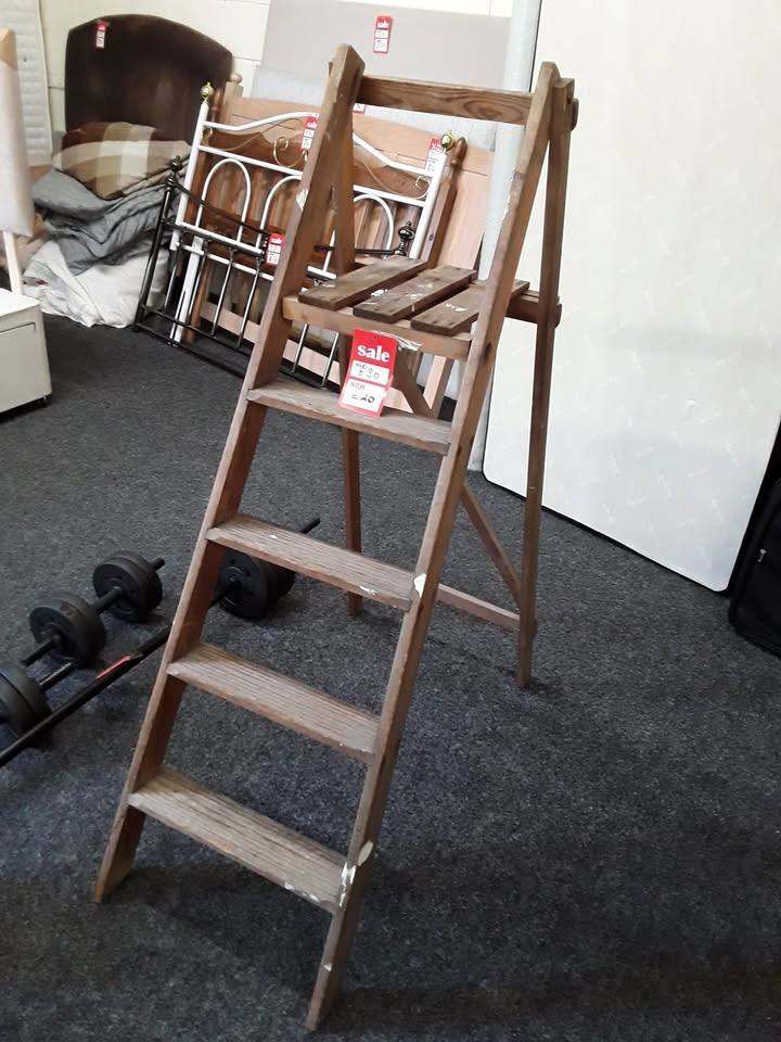 Wooden set of step ladders Copley Mill Low Cost Moves 2nd Hand Furniture STALYBRIDGE SK15 3DN