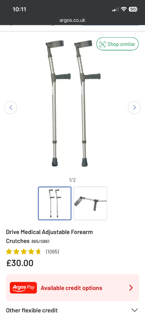 Unused Medical Adjustable Forearm Crutches – As Good As New
