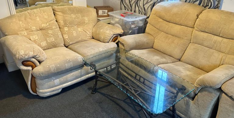 Sofa and glass table 