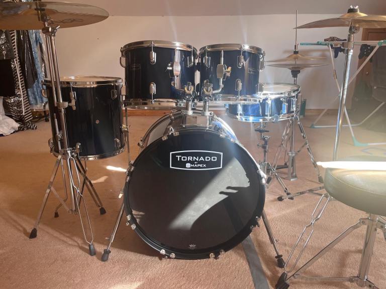 Full Drum set with stool and sticks