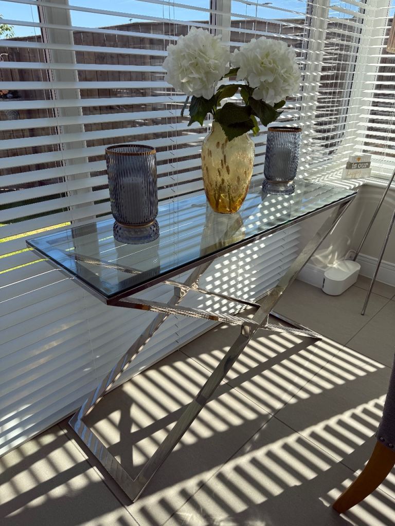Glass and chrome console table