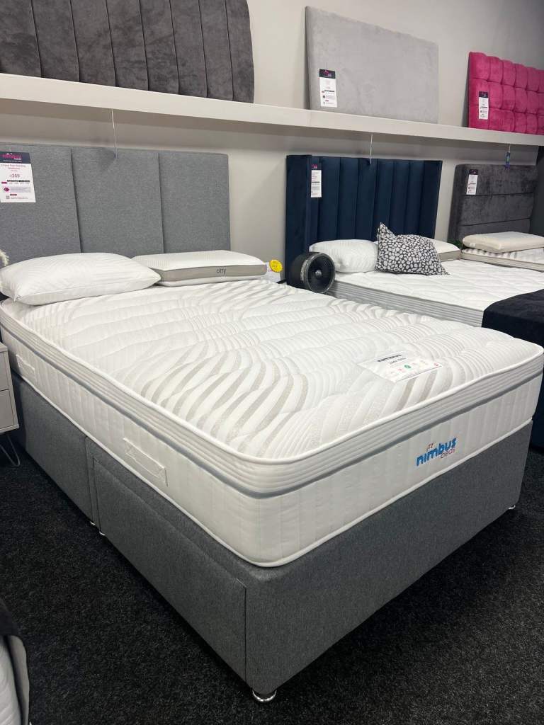 🛑 Brand new Small double 4ft Size Divan Bed Panel Line Headboard – Grey Color Clearance Sale 🏷️