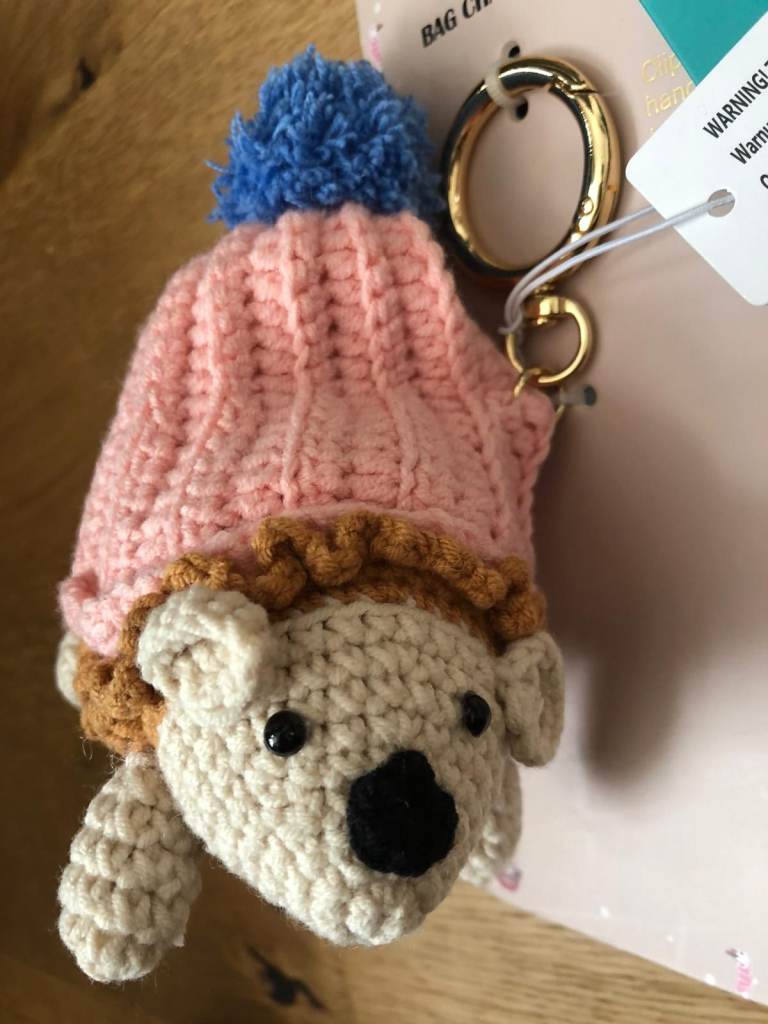  Piper K Crochet Handmade Bag Charm Keychain Keyring Hedgehog With Hat
